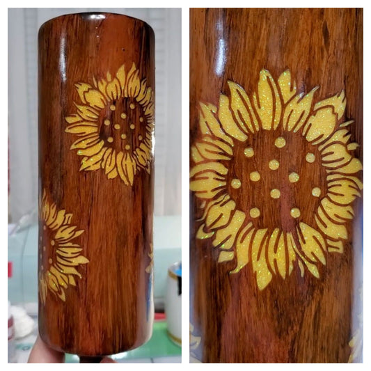 20 oz. Sunflower Wood Grain Peek-a-boo Tumbler