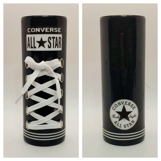 20 oz. Converse Inspired Tumbler, with or without glitter, and choice of lace color.