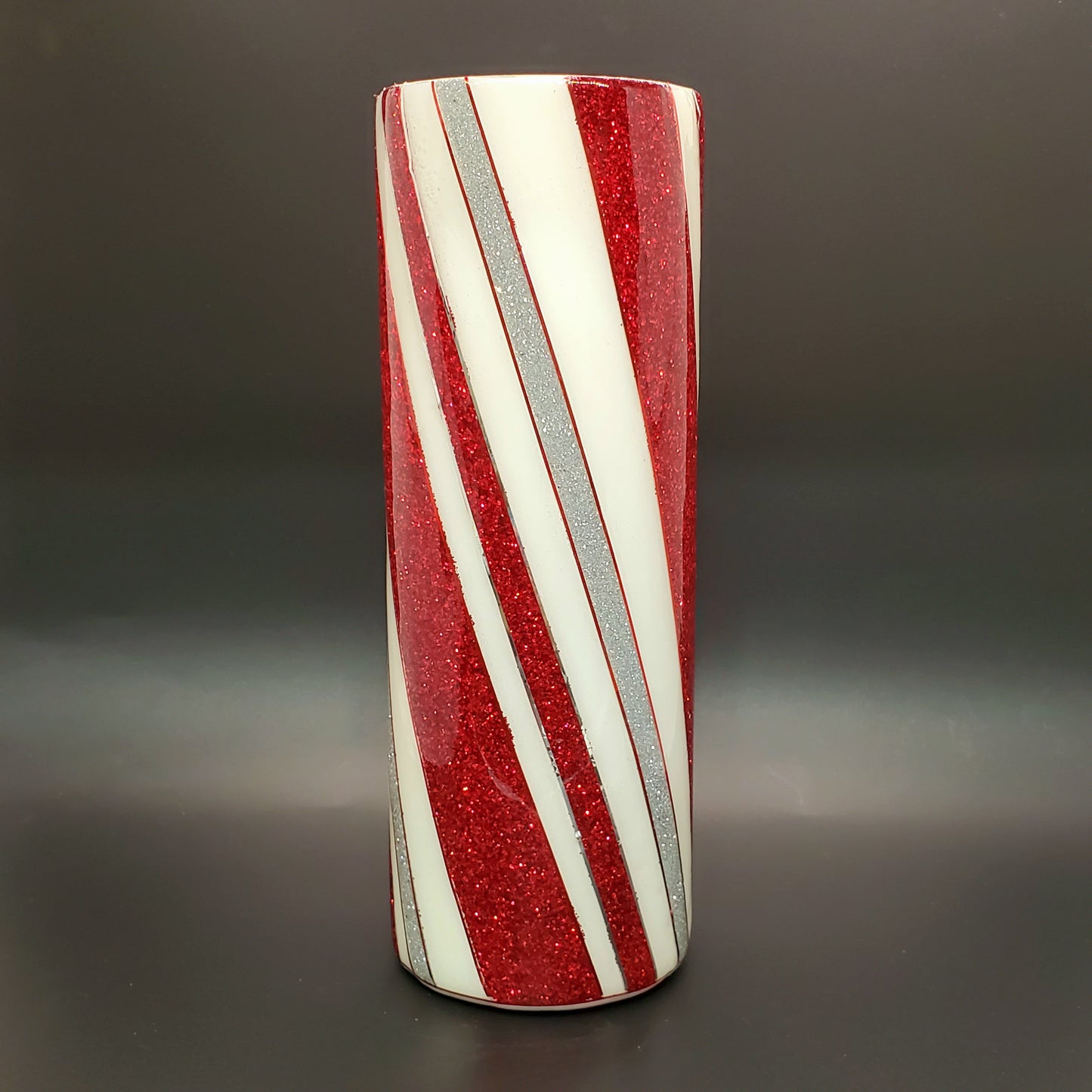 20 oz. Candy Cane Epoxy Tumbler with optional sticker