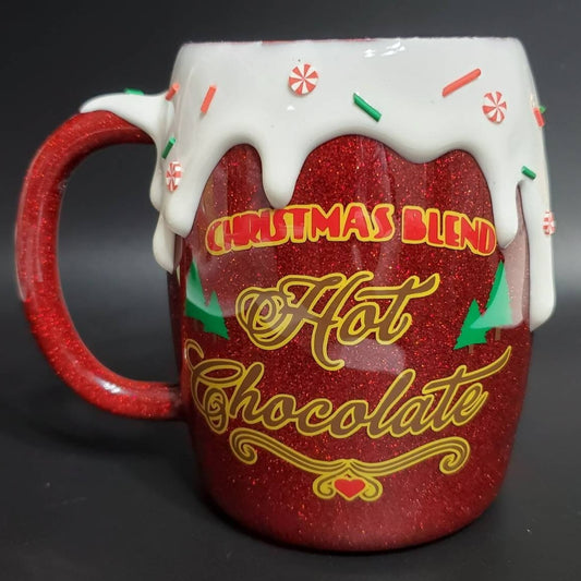 14 oz. Christmas Blend Hot Chocolate stainless steel double-walled mug with topper