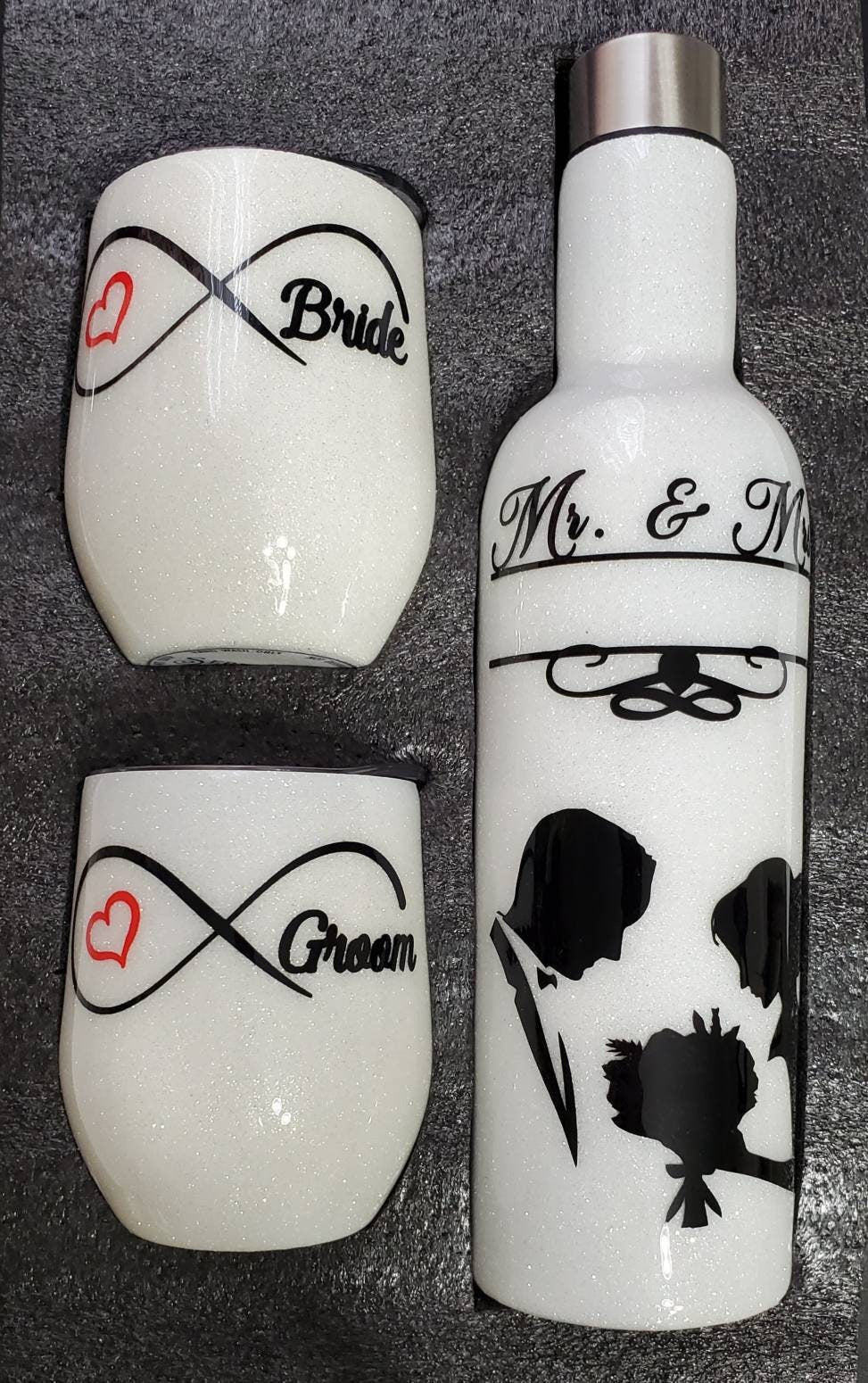 Wedding Wine Gift Set included 26 oz. bottle & two 16 oz. Tumblers