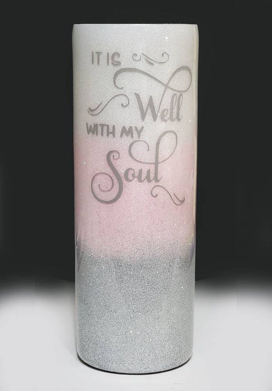 20 oz. It Is Well Ombre Glitter Tumbler